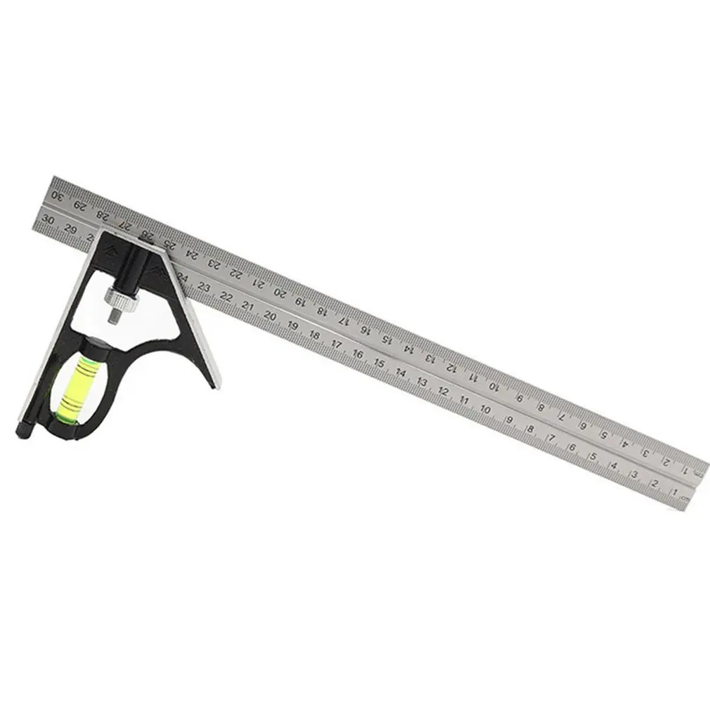 Angle Measuring Tool 300Mm Adjustable Combination Square Angle Ruler 45 / 90 Degree with Bubble Level