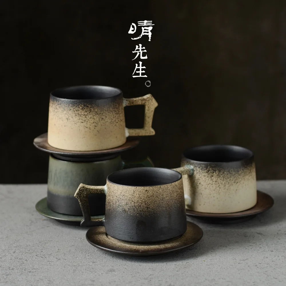 

Jindezhen Ceramics Matting Coffee Cup Pure Manual Bring Cup Saucer Fambe Characteristic Cup Fine Sand Texture Drink Have