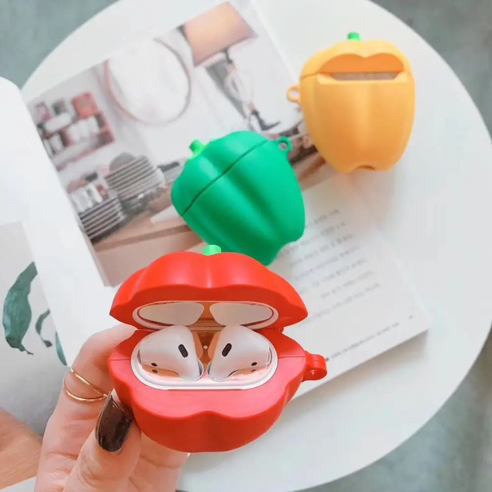 

Funny 3D Colorful pepper fashion Silicone soft case For Apple Airpods case Cover Wireless Bluetooth Earphone Protective case