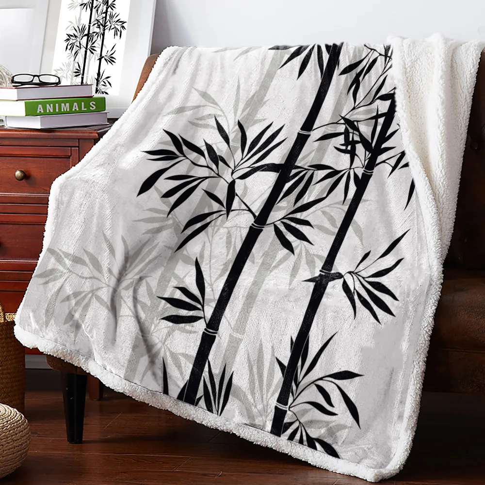 Зимнее кашемировое одеяло черное белое бамбуковое покрывало в китайском стиле