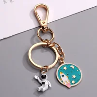 Creative Car Key Chain Astronauts Space Key Chain Bag Ornament Pendant Metal Key Ring Trinket Airpods Accessories Small Gift