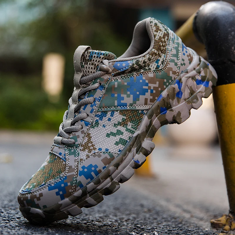 Мужская камуфляжная спортивная обувь, Нескользящие кроссовки для бега, большие размеры 39-46, уличная спортивная обувь для спортзала, ходьбы, кроссовки, камуфляжная мужская обувь