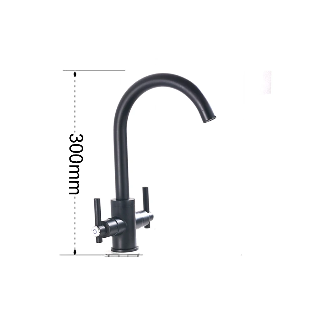 360 Degree Swivel Spout Brass Dual Handle Modern Twin Lever Water Purification Deck Mounted Mixer Tap With Fittings Kitchen Sink