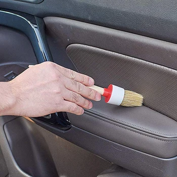 

Car Cleaning Tool 5pcs Natural Boar Hair Car Detailing Brushes Set For Car Interior Gap Rims Dashboard Wheel Air Vent Trim
