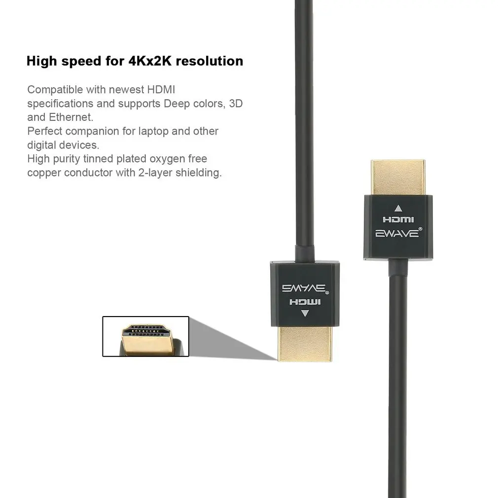 Hdmi-кабель Ultra HD позолоченный Высокоскоростной 4K x 2K разрешение для ноутбука Поддержка цифровых аудио-видео сигналов от HDMI устройства 10ft
