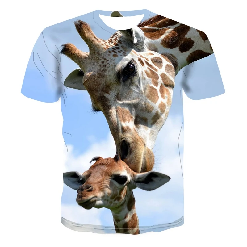 

Anime Oversized T-Shirt 3d Printing Animal Motherly Love 2021 Amoi Fashion Men's And Women's Round Neck Short-Sleeved Sweatshirt