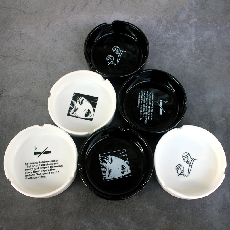 Ceramic Ashtray Home Office Fashion Round Portable Cigarette Ash Tray Holder for Boyfriend Girlfriend portable ashtray cigarettes ashtray silicone ashtray stainless steel ashtray metal ashtray air purifier ashtray wood ashtray ceramic ashtray