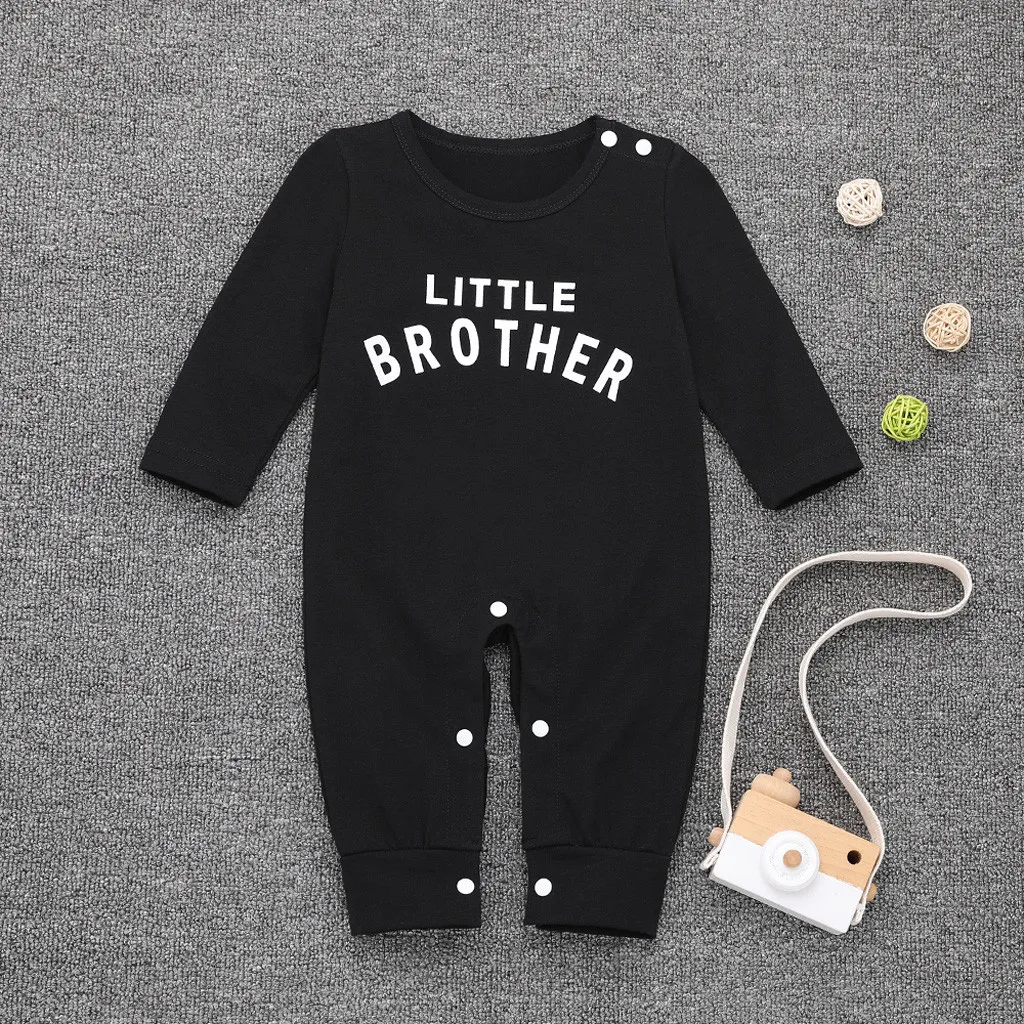 Letter Printed Button Newborn Romper Infant Baby Boy Girl Jumpsuit Playsuit Clothes Long Sleeve Toddler Costume Baby Jumpsuit