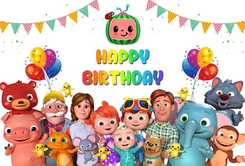

Cocomelon Family birthday party baby child photo background photography backdrops quality vinyl