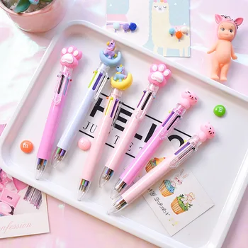 

0.5mm Cute Cartoon Six colours Press Gel Pens Black Ink Extra Fine Point School Office Supplies Stationery
