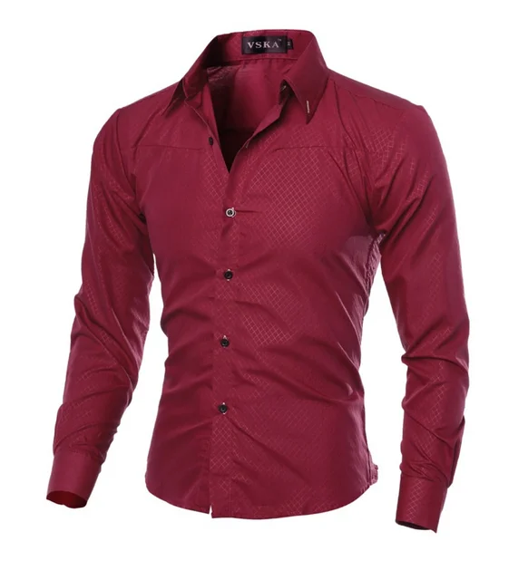 Mens Shirts  Mens Dress Shirts for Men  Office Business Casual japanese fashion  button shirt wine red