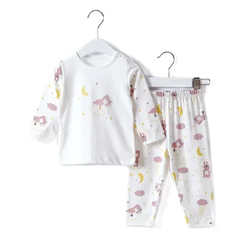 

New Summer Cotton Boneless Children Home Service Thin Section Long-sleeved 0-3 Children's Pajamas Set Baby Air-conditioning Suit