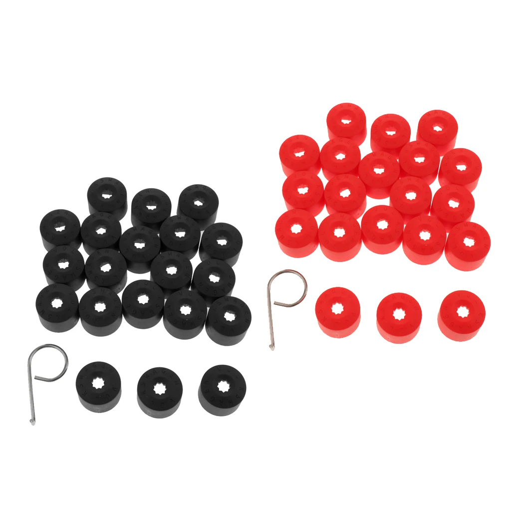 Set of 40 20MM Wheel Nut Covers Hub Screw Cover Wheel Nut Lug Dust Bolt Cap Red + Black Color