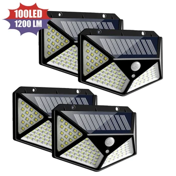 

100 LED Solar Light Outdoor Solar Lamp Powered Sunlight 3 Modes PIR Motion Sensor Solar Wall Lamps for Street Garden Decoration