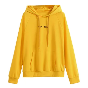 

2020 Women Autumn Sweatshirt Women Long Sleeve Solid Hooded Pullover Tops Blouse Letter Print Hoodies Women Plus Size #R