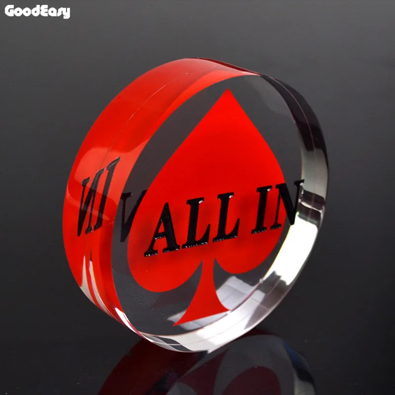

Poker All In Dealer Button Pressing Triangle Acrylic Texas Hold'em Casino ALL IN Poker Cards Guard Poker Chips Dealer