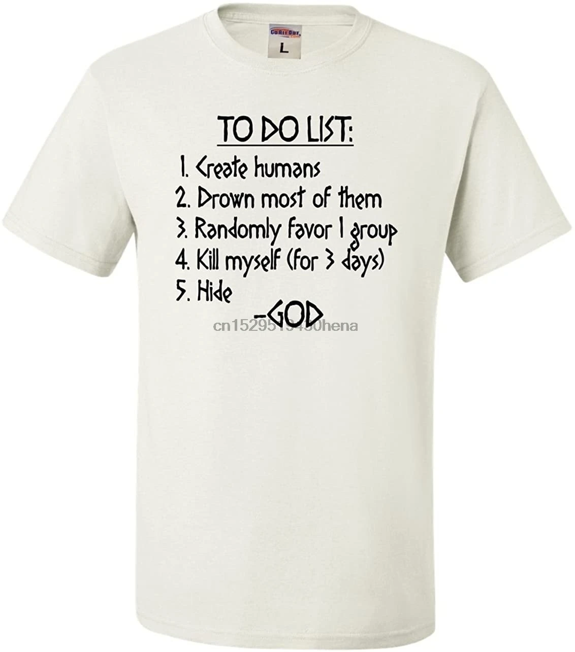Взрослый Бог to Do List Смешные атеистические футболка | Мужская одежда