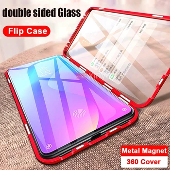 

360 Full Body Case For Samsung Galaxy A50 A70 A7 2018 A750 A9 2018 A8 Plus double sided Tempered Glass Flip Cover Magnet Metal