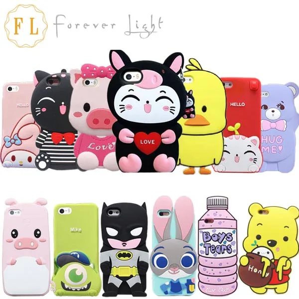 30 Types Case For Iphone 5 5S 3D Soft Cartoon Cute Silicone Cover Rabbit Bunny Cat for Phone Cases |