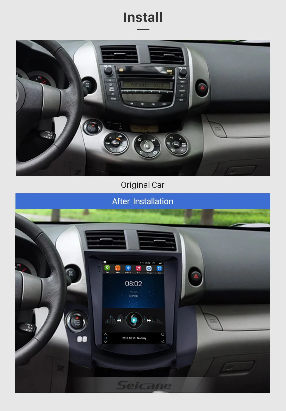 Sale Seicane Android 9.1 Car GPS Navigation for 2008 2009 2010 2011 Toyota RAV4 9.7 inch Radio Unit support Mirror Link DVR OBDII 1