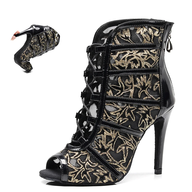 Women High Top Dance Shoes For Girls High Heel Ballrooms Salsa Dance Sandals For Woman Soft Bottom Practice Latin Dance Boots