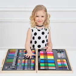 251pc Wooden Box Paintbrush Crayon Drawing Set Children's Learning Gift Drawing Set Watercolor Pen Set