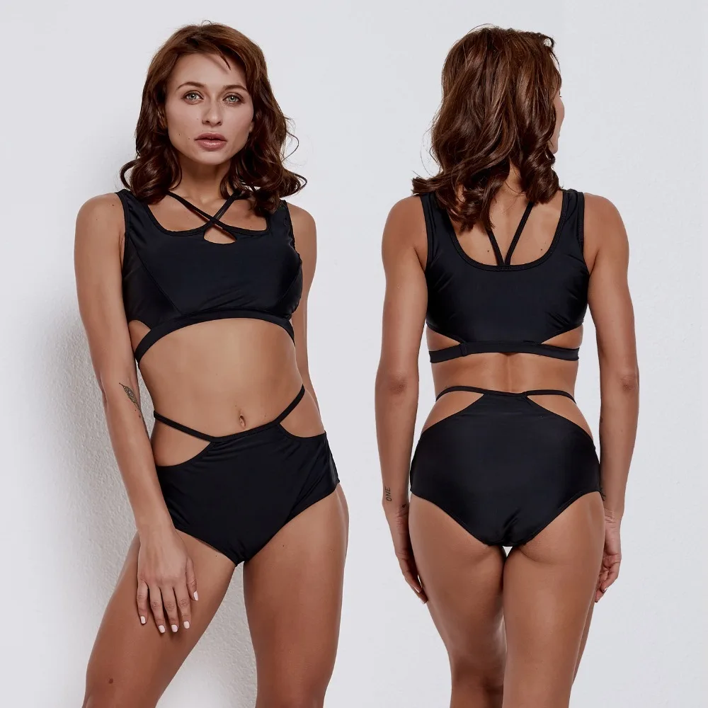 

Popular Black Sexy Swimming Suit For Women Elegant Fashion Two-Piece Swimwear Swimsuit Bikini Set Bathing Suits Plus Size XXL
