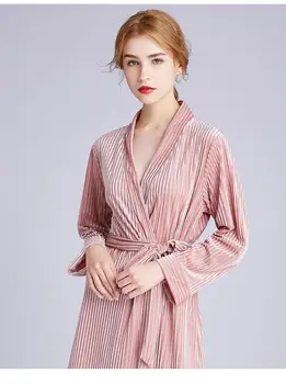 

Pink Stripe Bride Bridesmaid Wedding Robe Sexy Dressing Gown Embroidery Letter Kimono Bathrobe Bath Autumn Lady Loose Homewear