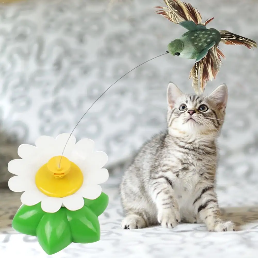 Горячая забавная портативная электрическая игрушка для кошек вращающаяся птица веселые цветы зеленый лист Интерактивная Когтеточка для кошек смешная игрушка для кошек