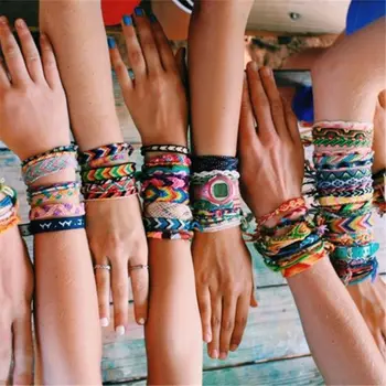 

12 Pieces Woven Friendship Bracelets Handmade Bracelets Adjustable Bracelets
