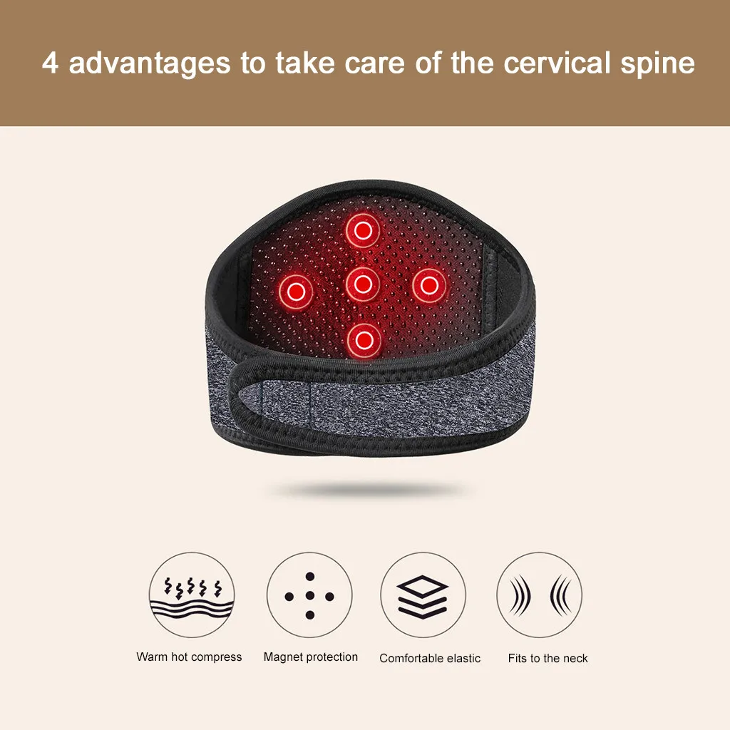 1 PC New Neck Support Massager Self-heating Neck Massage Tourmaline Magnetic Infrared Heating Guard Heat Belt Body Massager