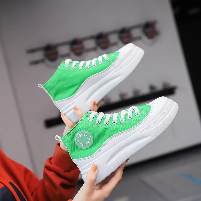 

2019 Summer New Style Canvas Shoes WOMEN'S Shoes Cross Straps Rubber 2019 Autumn Lace-up Hight-top
