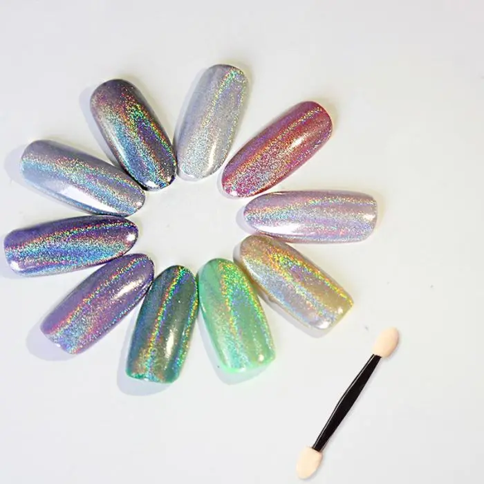 2g для зеркальных ногтей Блеск порошок пигмента с Nailbrush ногтей маникюр Гель-лак хром пигмент украшения JS11