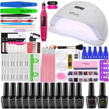 Набор для ногтей выбирайте 12/6 штук. Набор гель-лака для ногтей 54/48/36 W УФ-светодиодный маникюрный набор для маникюрных инструментов с Фрезер для ногтей, сверлильный станок