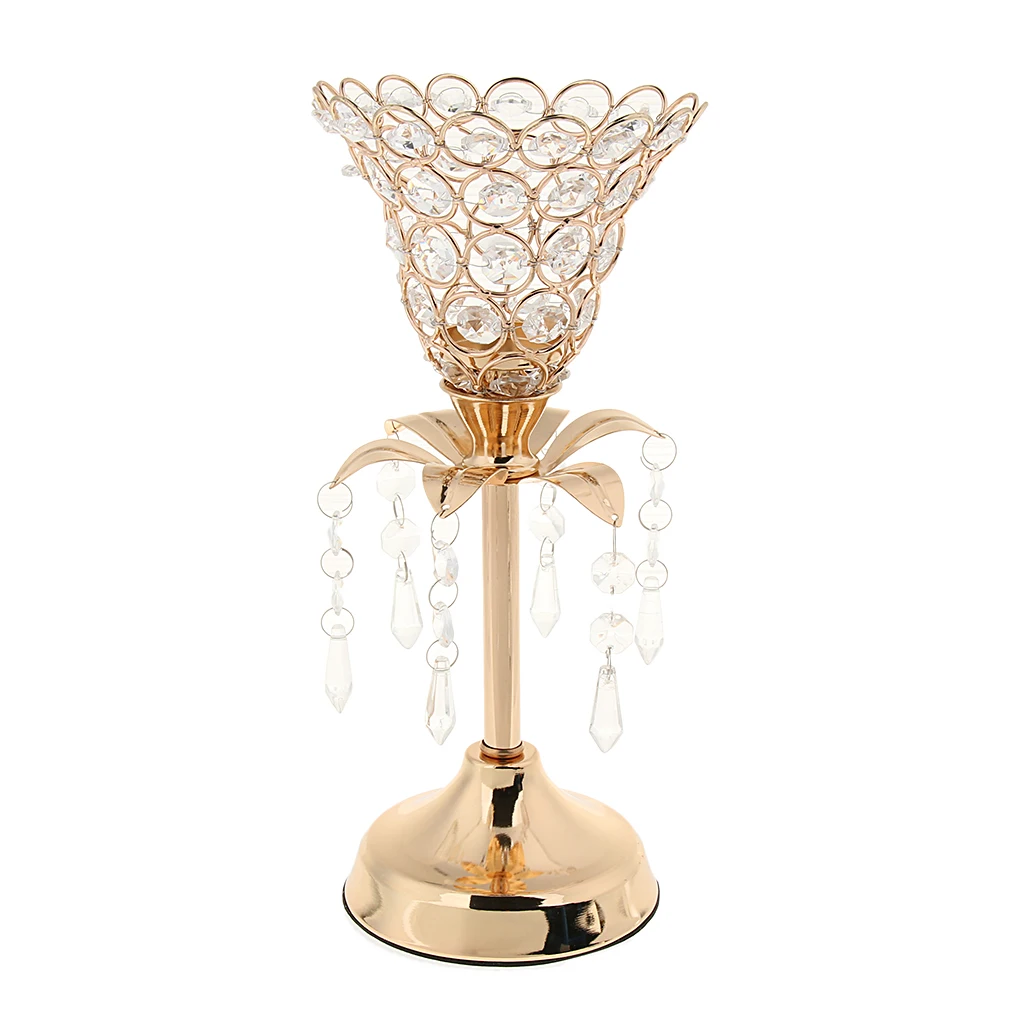 Flower Shaped Crystal Tea Light Candle Holder DIY Wedding Banquet Decor