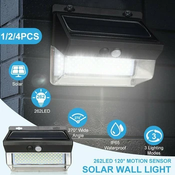 

262 LED Solar Light Human Sensor Outdoor Lighting IP65 Waterproof Solar Power Lamp for Garden Decoration Street Wall Lamp