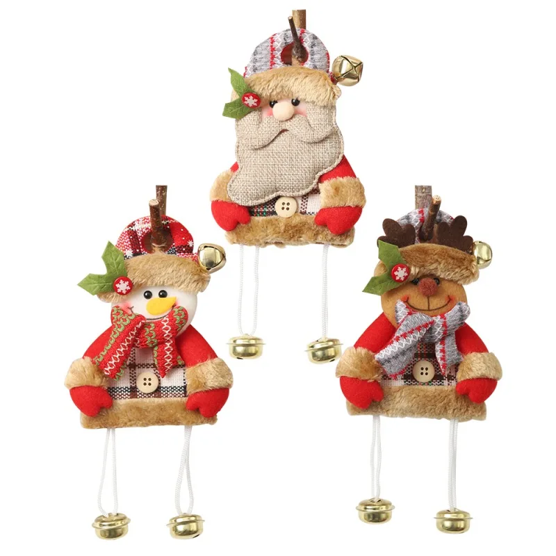 Рождественская подвеска плюшевая кукла с колокольчиками игрушка подвесные украшения Праздничная дверь на дереве настенные Плюшевые аксессуары для игрушечной куклы