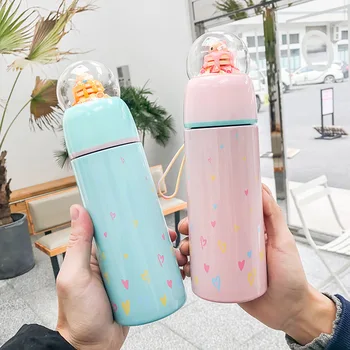 

Macarone Micro Scenery Vacuum Cup Cartoon Lovely Originality Animal Cup Bring Lift Rope Stainless Steel Glass