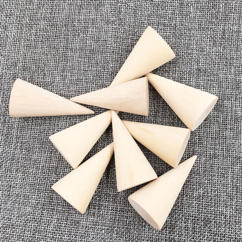 

5 Pcs/lot Wooden Cone Unpainted Ornamnet Craft Accessories Ring Jewelry Display Rack Stand DIY Wood Cones Shape Holder Organizer