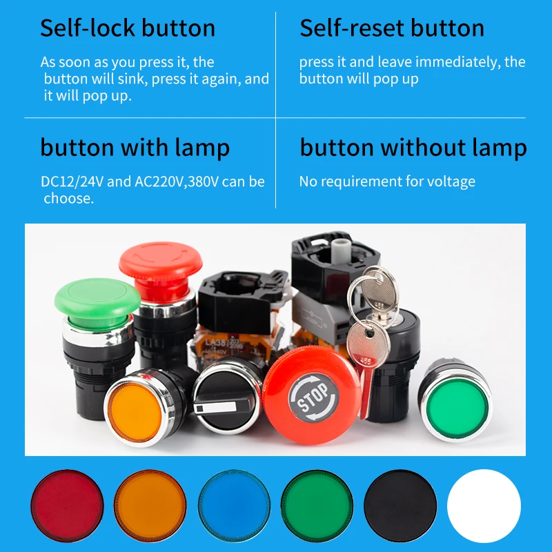 Push Button Switch Self-reset and Self-locking