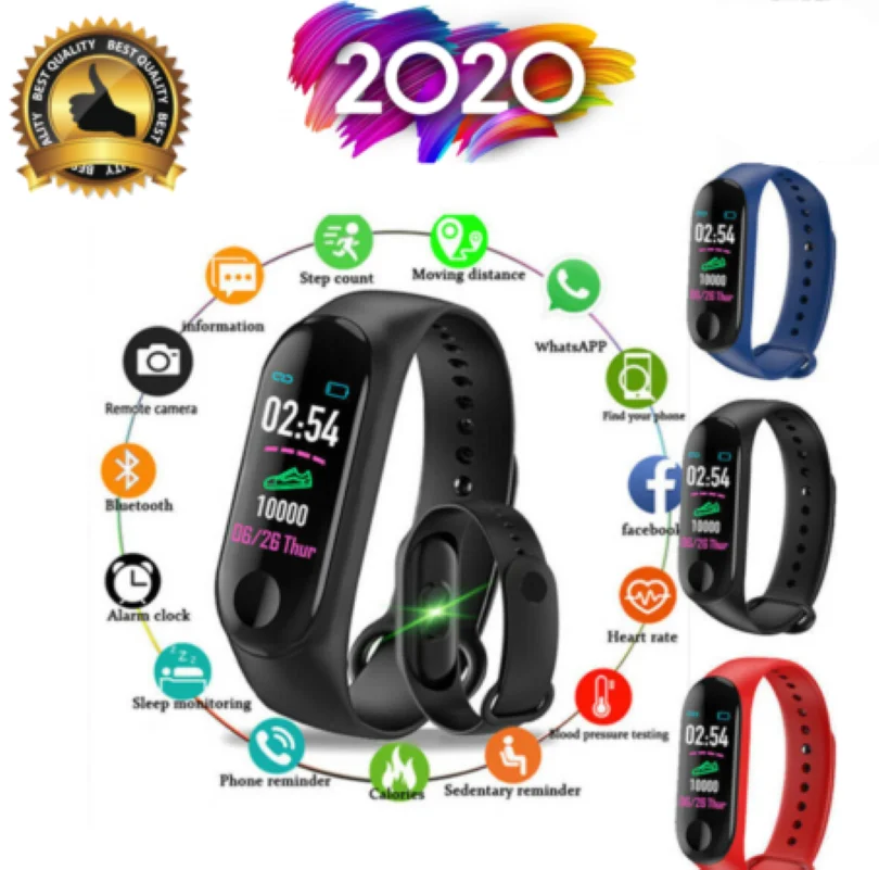 

M3 Pro Smart Watch Waterproof Blood Pressure Heart Rate Health Smart Bracelet M3 Plus Bluetooth Watch Wristband Fitness Tracker