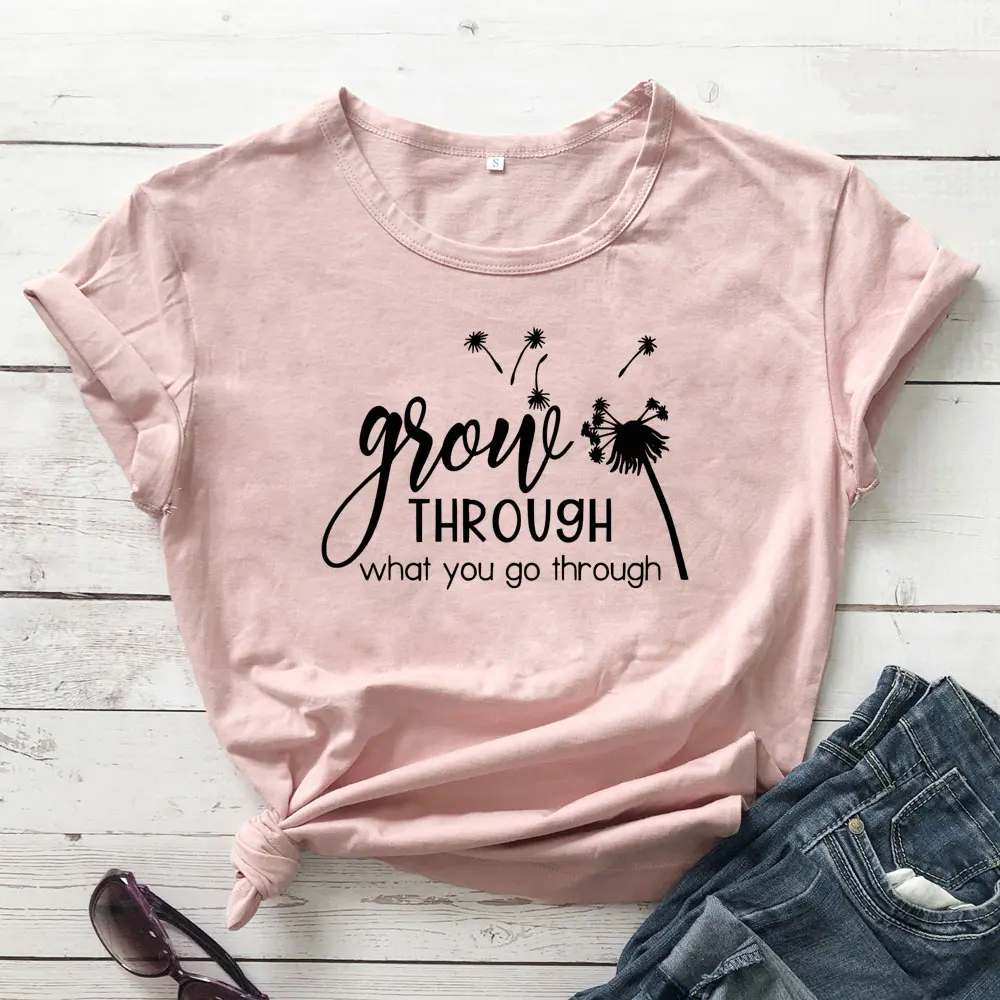 Botanical Gift for Her Grow Through What You Go Through Shirt Inspirational Motivational Kindness Comfort Colors Positive Floral