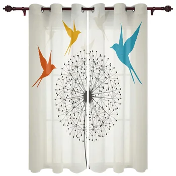 

Plant Dandelion Bird Luxury Window Curtains Home Living Room Bedroom Item Christmas Living Room Curtains