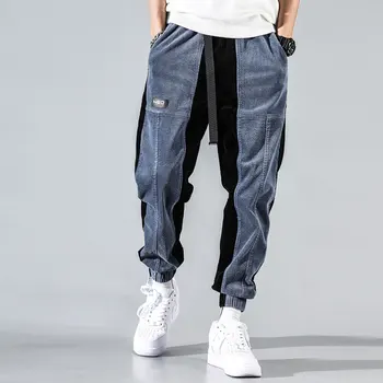 

Pants Harem Trousers Japanese Hip Hop Jogger Pants Fashion Streetwear Men Jeans Loose Fit Spliced Designer Casual Corduroy Cargo