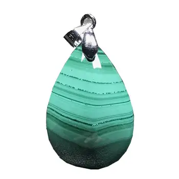 

Top Natural Green Malachite Necklace Pendant For Woman Man Water Drop Crystal Silver 27x17x8mm Beads Stone Fashion Jewelry AAAAA