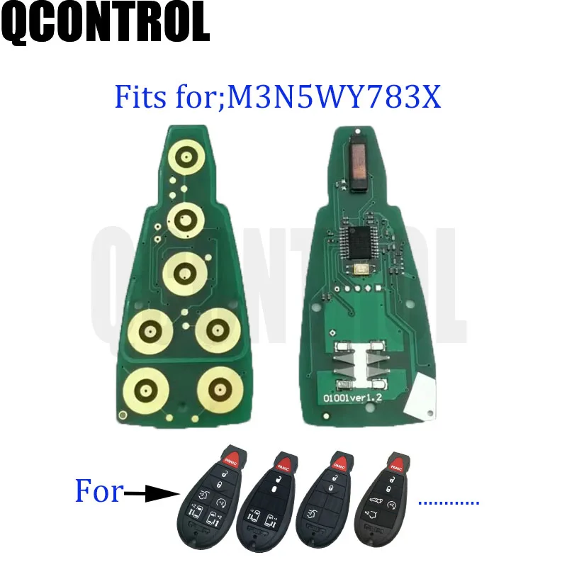 QCONTROL Car Remote Smart Key Circuit Board for Chrysler 300 Town &amp Country PN M3N5WY783X / IYZ-C01C 433MHz | Автомобили и