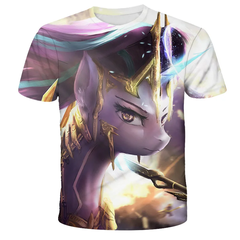 Футболки с забавным принтом My Little Pony модные топы для маленьких девочек