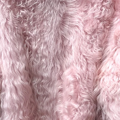 Новая женская куртка из натуральной кожи осенне-зимнее пальто из натуральной овчины помпон из натурального меха - Цвет: Розовый