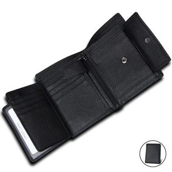

Men Wallets Genuine Leather RFID Antimagnetic Card Holder Coin Pocket Vintage Mens Wallet Leather Genuine Short Purse Wallet Men