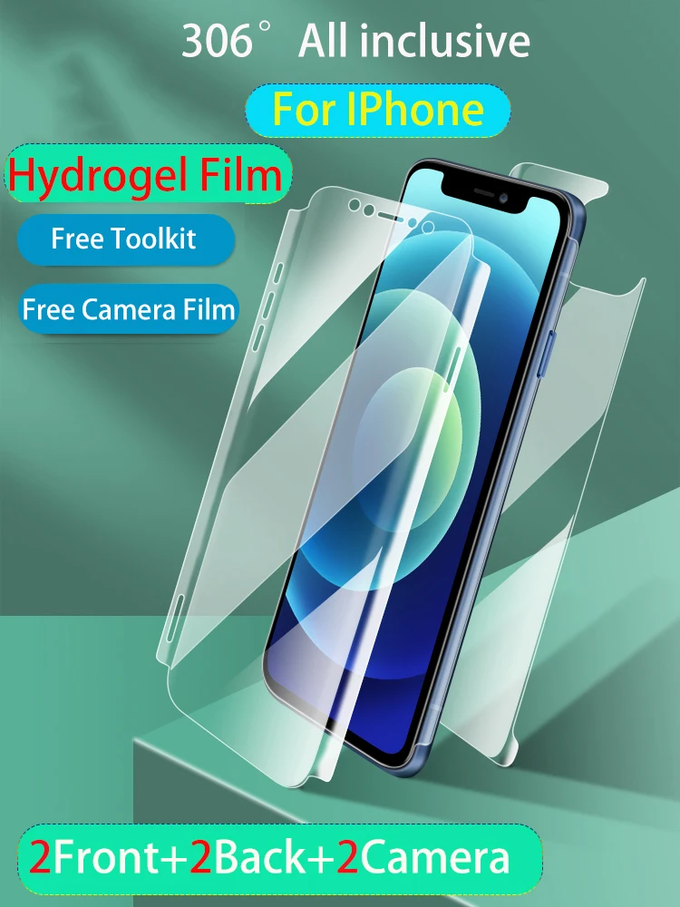 13ProMax Передняя и задняя камера 12 ProMax Защита экрана для IPhone 11 Pro 12Mini Full 3 в 1 HD синяя